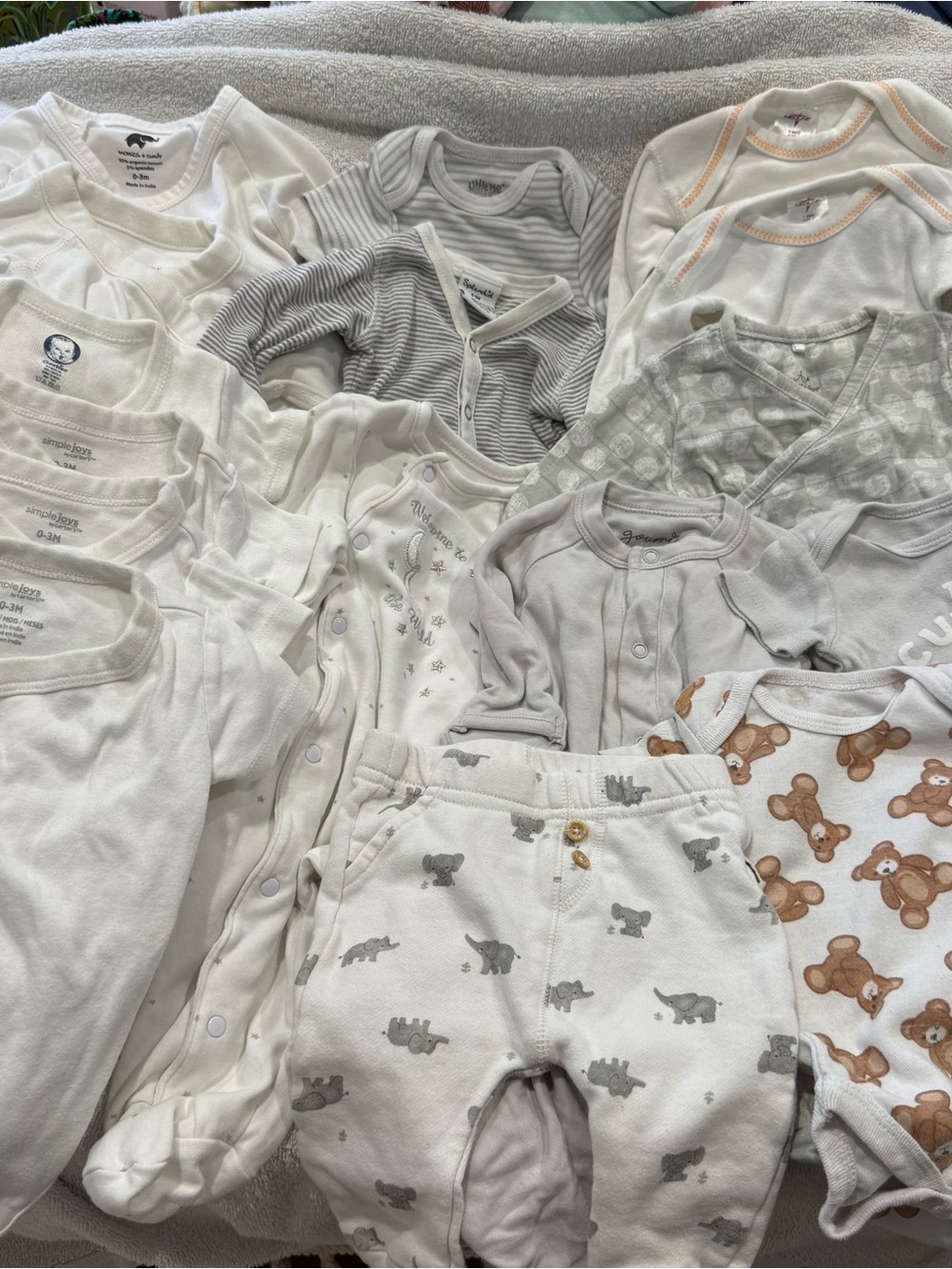 16pc Newborn 0-3m Gray White Neutral Unisex Boy Girl Hanna Andersson Monica Andy